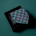 Blauw en groen geruite patroon monogram stropdas<br><div class="desc">Blauw en Groen geruite Patroon Monogram ontwerp.</div>