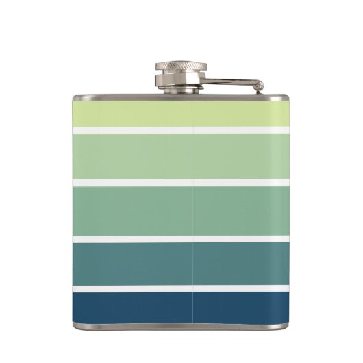 Blauw en groen gestreept monogram heupfles (Achterkant)