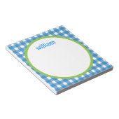 Blauw en Groen Gingham Gepersonaliseerd Notitieblo Notitieblok (Schuin)