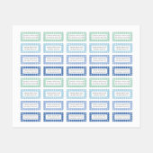 Blauw en Groen Gingham Plaid Vier Kind School Labels (Vel)