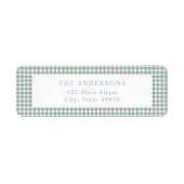 Blauw en Groen Gingham Retouradres Etiket (Voorkant)