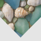 Blauw en Groen Glas en Schelp Tissuepapier (Detail)