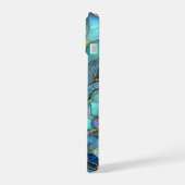  blauw en groen Glas in lood iPhone 15 Case (Linkerkant)