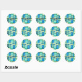 Blauw en Groen Glazen in lood Stickers (Vel)