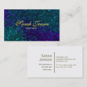 Blauw en groen glitter visitekaartje (Voorkant / Achterkant)