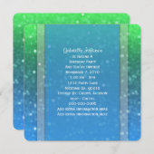 Blauw en groen Glitzy: partijuitnodiging Kaart (Voorkant / Achterkant)