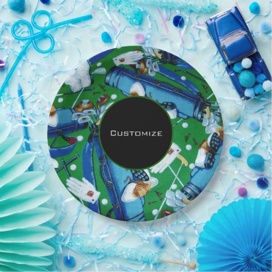 Blauw en groen Golfing Papieren Bordje (Feest)