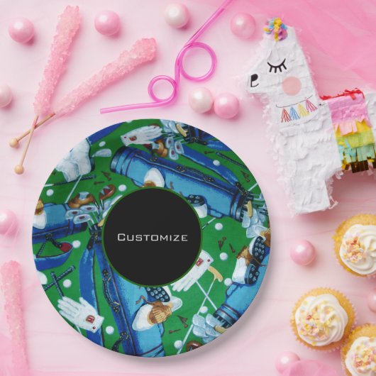 Blauw en groen Golfing Papieren Bordje (Feest)