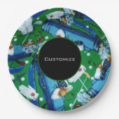 Blauw en groen Golfing Papieren Bordje (Voorkant)