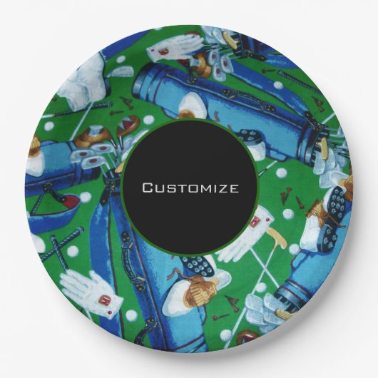 Blauw en groen Golfing Papieren Bordje (Voorkant)