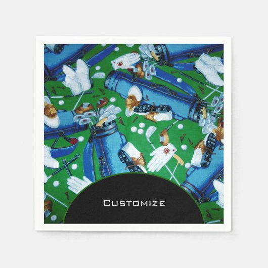 Blauw en groen Golfing Servet (Voorkant)