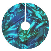 Blauw en Groen Golvend Metallic Look Kerstboom Rok (Voorkant)