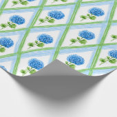 Blauw en Groen Grandmillenial Hydrangea Ditsy Cadeaupapier (Hoek)