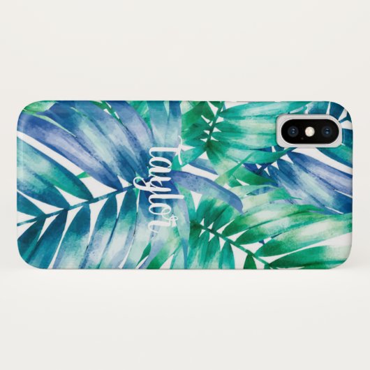 Blauw en groen handpalm Afdrukken iPhone X Hoesje (Achterkant (horizontaal))