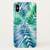 Blauw en groen handpalm Afdrukken iPhone X Hoesje (Achterkant)