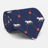 Blauw en groen Harleqiun Trotting Horse Pattern Stropdas (Opgerold)