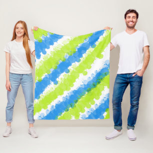 Blauw en groen, helder platform fleece deken