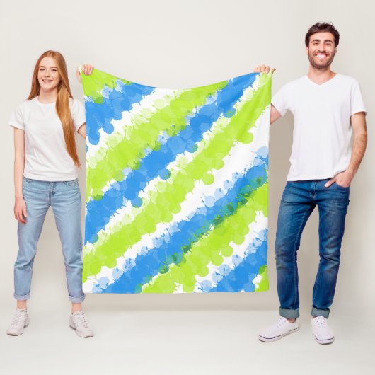 Blauw en groen, helder platform fleece deken (In situ)