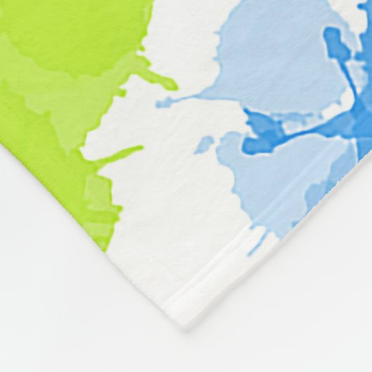 Blauw en groen, helder platform fleece deken (Hoek)