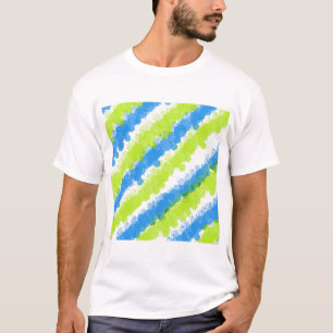 Blauw en groen, helder platform t-shirt