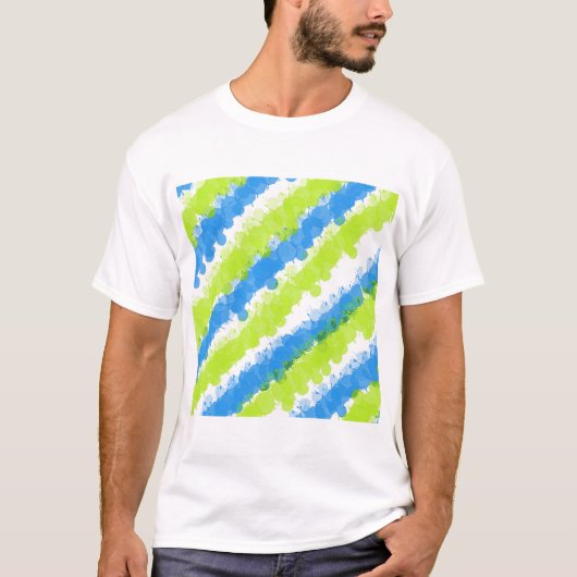 Blauw en groen, helder platform t-shirt (Voorkant)