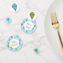 Blauw en Groen Hete Luchtballon Baby shower Confetti