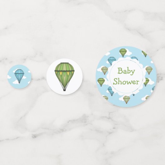 Blauw en Groen Hete Luchtballon Baby shower Confetti (Achterkanten)