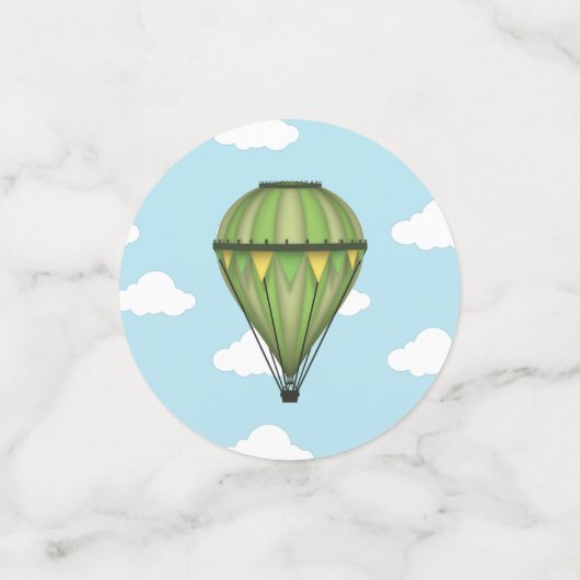 Blauw en Groen Hete Luchtballon Baby shower Confetti (Kleine voorkant)