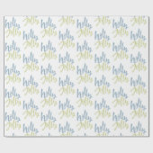 Blauw en groen Holly Jolly Cadeaupapier (Vlak)