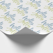 Blauw en groen Holly Jolly Cadeaupapier (Hoek)