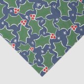 Blauw- en Groen Holly-kerstpapier Tissuepapier (Detail)