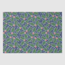 Blauw- en Groen Holly-kerstpapier Tissuepapier