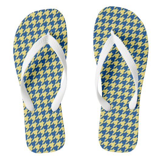 Blauw en groen Houndstooth Teenslippers (Voetbed)