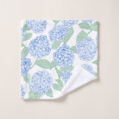 Blauw en Groen Hydrangea Bloem Bad Handdoek Set (Wasdoekje)
