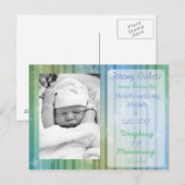 Blauw en Groen Jongen Geboorte Aankondiging Briefk (Voorkant / Achterkant)