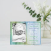 Blauw en Groen Jongen Geboorte Aankondiging Briefk (Staand voorkant)