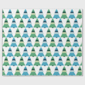 Blauw en Groen Kerstboom Cadeaupapier (Vlak)