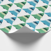 Blauw en Groen Kerstboom Cadeaupapier (Hoek)