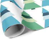 Blauw en Groen Kerstboom Cadeaupapier (Rol Hoek)