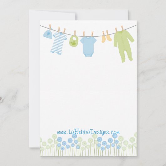 Blauw en groen Kleine Kleding Baby Sprinkle Kaart (Achterkant)