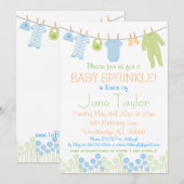 Blauw en groen Kleine Kleding Baby Sprinkle Kaart (Voorkant / Achterkant)