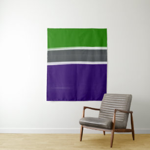 Blauw en Groen Kleurenblokkunst Wandkleed