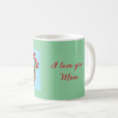 Blauw en Groen Kleurrijk Moederdag Hart Koffiemok (Voorkant rechts)