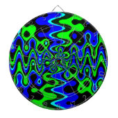 Blauw- en Groen kleurrijk Psychedelic Dart Board Dartbord (Voorkant)