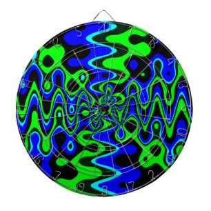 Blauw- en Groen kleurrijk Psychedelic Dart Board Dartbord