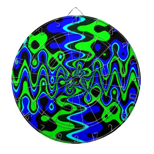 Blauw- en Groen kleurrijk Psychedelic Dart Board Dartbord (Voorkant)