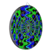 Blauw- en Groen kleurrijk Psychedelic Dart Board Dartbord (Voorkant Links)
