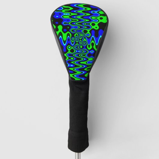Blauw en Groen kleurrijk Psychedelic Golf Head-Hoe Golfheadcover (Voorkant)