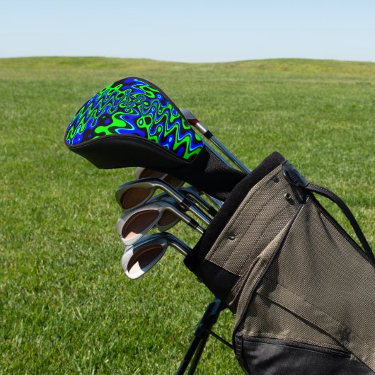 Blauw en Groen kleurrijk Psychedelic Golf Head-Hoe Golfheadcover (Insitu)