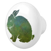  blauw en groen konijn keramische knop (Rechts)